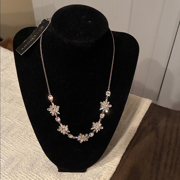 Givenchy Silver Crystal Flower Necklace - Picture 1 of 4